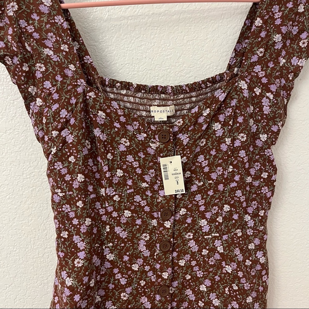 Aeropostale Fall Spring Plum Smocked Floral Junior Girls Dress Size L New W Tag